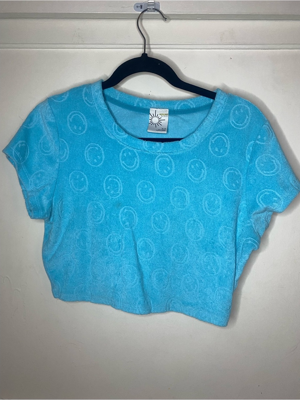 Aerie offline Blue Smiley Terry Crop loungewear Top - Women